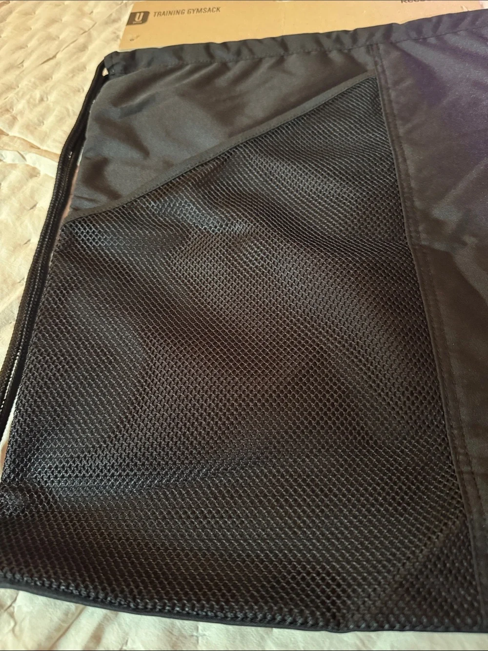 Reebok Black Mesh-Front pocket Drawstring Gym Sack